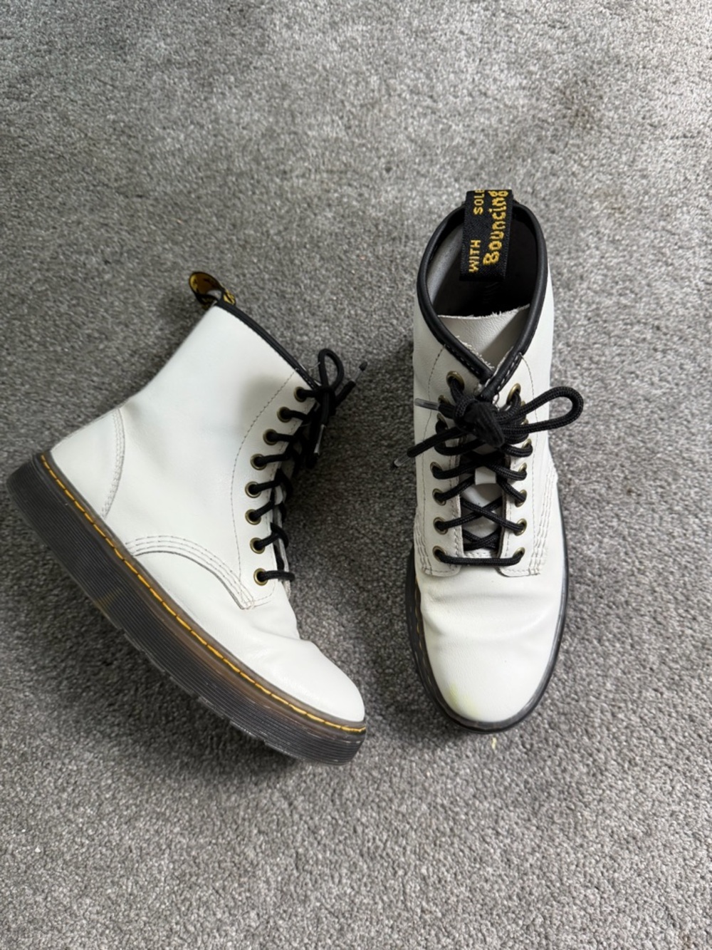 Dr. Martens Zavala White Leather Combat Boots AirWair Women's Size 6